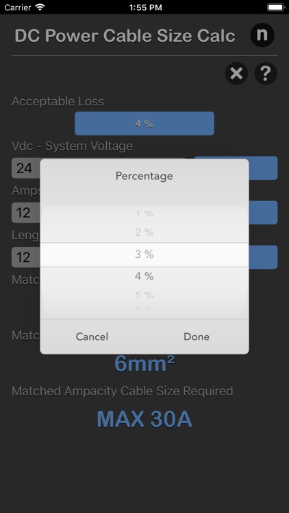 DC Power Cable Size Calc