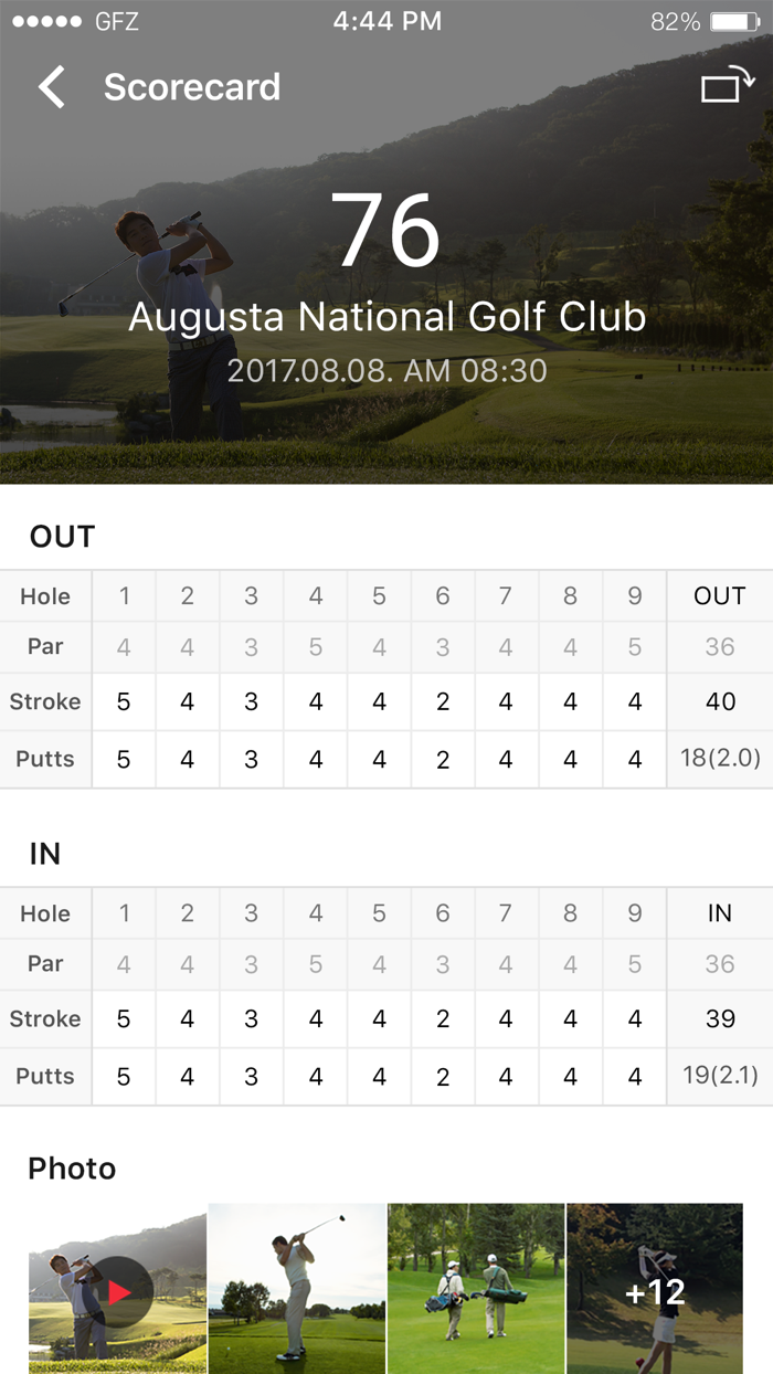 Golfwith  Golf Scorecard