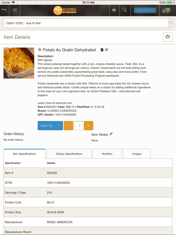 App Shopper Entrée System by Ben E Keith (Business)