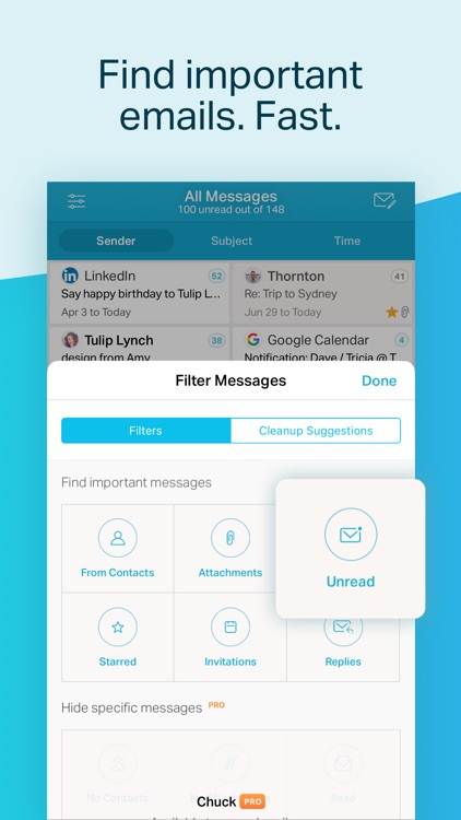 Chuck Email: Organized Mailbox screenshot-4