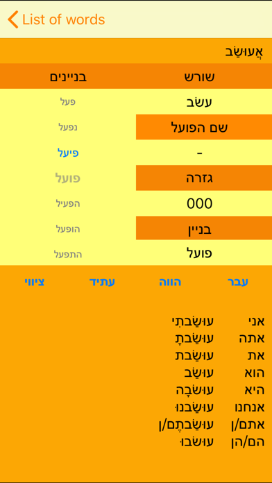 Hebrew Verbs Mobile Screenshot 3