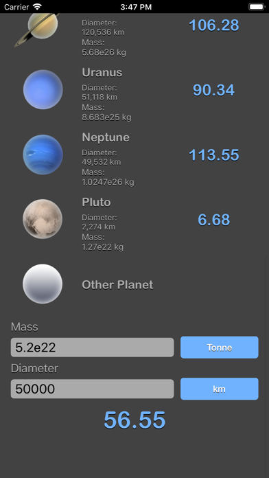 Weight on Other Planets Conv screenshot 2