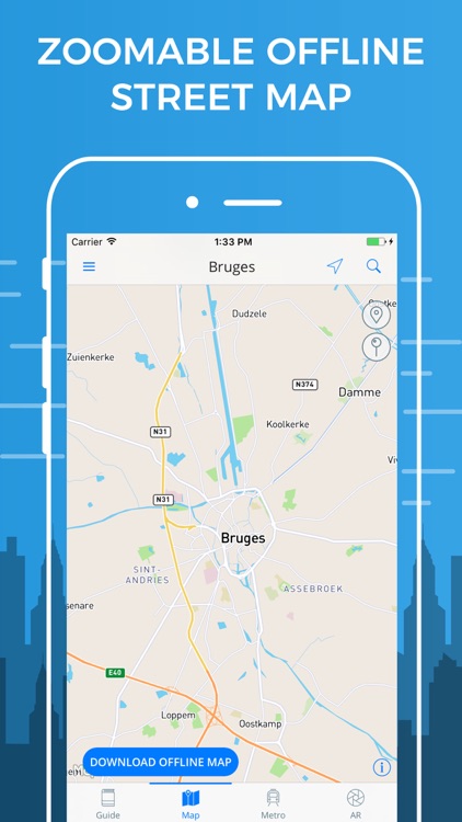 Bruges Travel Guide with Offline Street Map