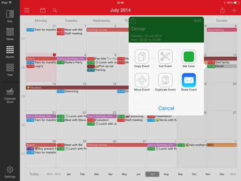 Скриншот из WeekCal for iPad