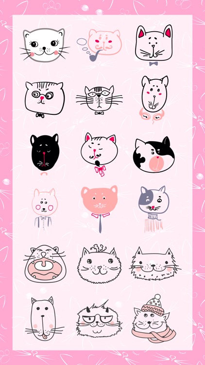 Cute Cat Pink Stickers Pack for iMessage