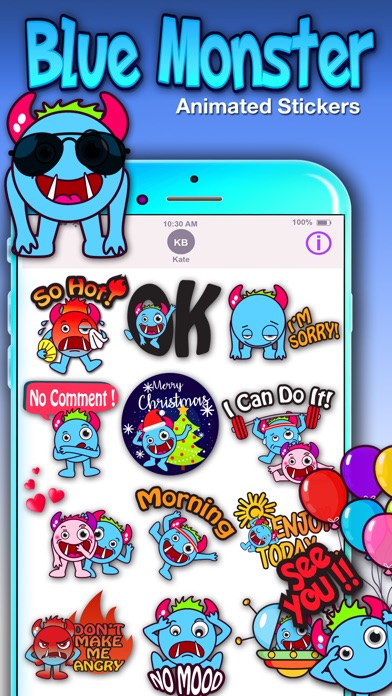 Blue Monster Animated Stickers screenshot 3