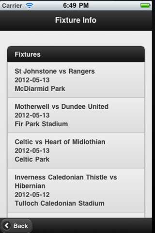 Scottish Football App - náhled