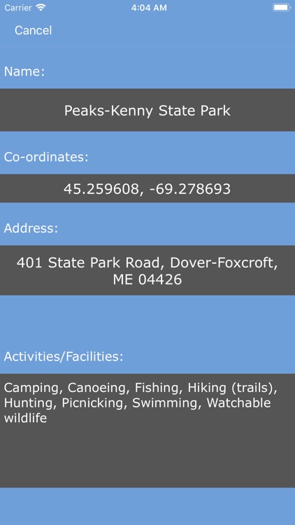 Maine State Parks map!
