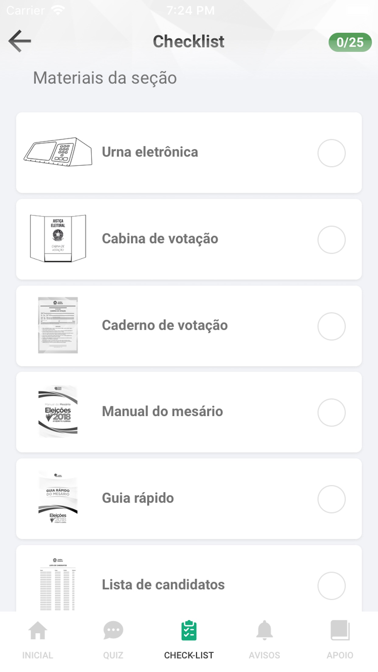 Screenshot do app Mesário