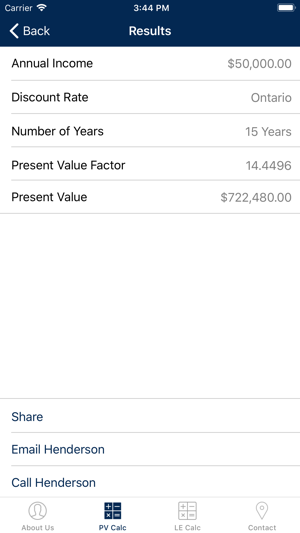 Henderson Present Value Calc