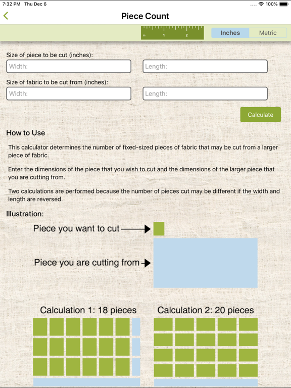 QuiltingCalc screenshot