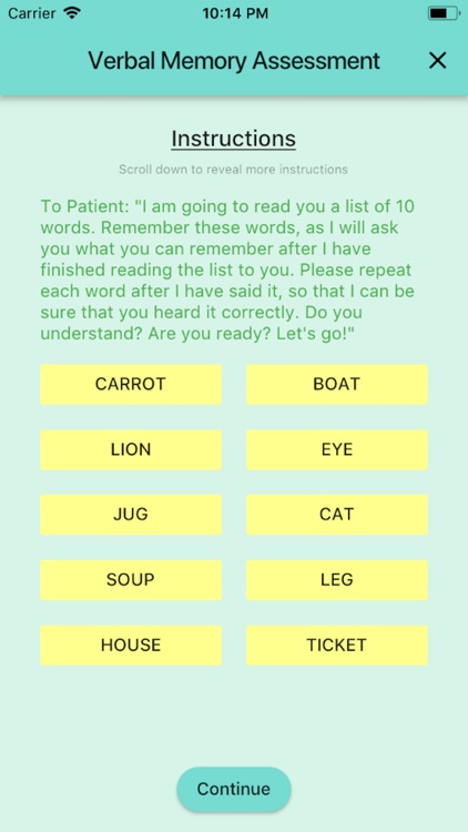 Verbal Memory Assessment