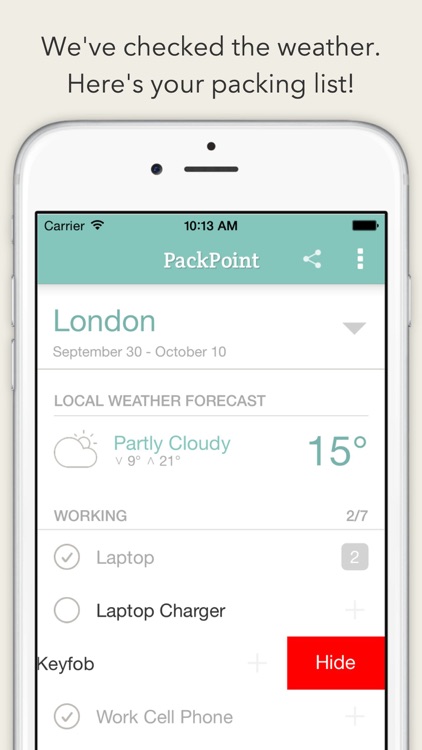 PackPoint Premium Packing List
