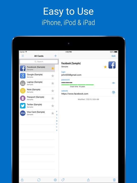 SafeInCloud Pro iPad SafeInCloud Pro iPad