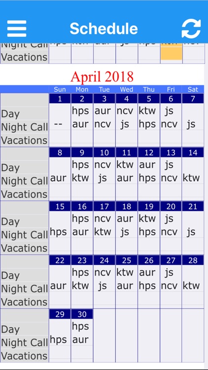 Call Schedule