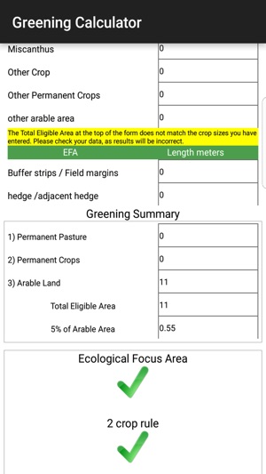 Farming Greening Calculator