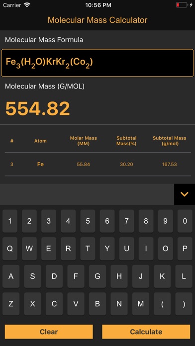 Molecular Mass Calculator Pro screenshot 3