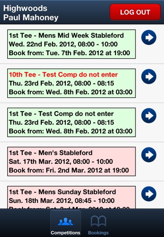 Highwoods Golf Club Competition Tee Booking screenshot 2