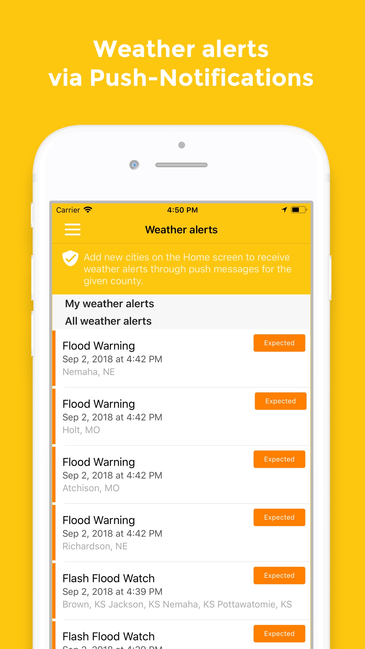 Screenshot do app WeatherWheel: Alerts, Forecast