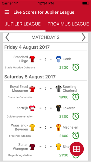 Live Scores for Jupiler League 2017 / 2018(圖3)-速報App