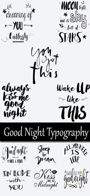 Good Night Typography Stickers