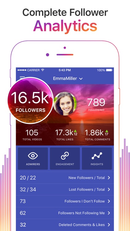 Followers Tracker for Instagram: Get Likes Report.