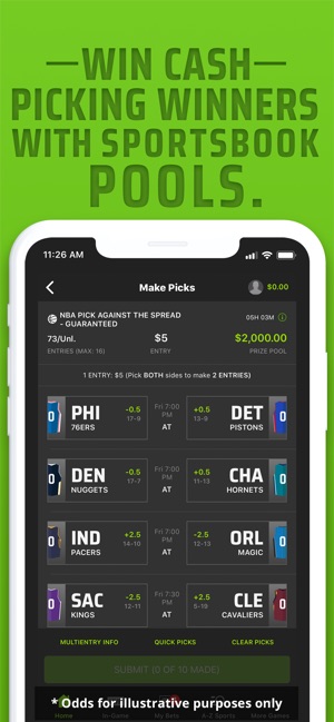 Cash out draftkings sportsbook odds