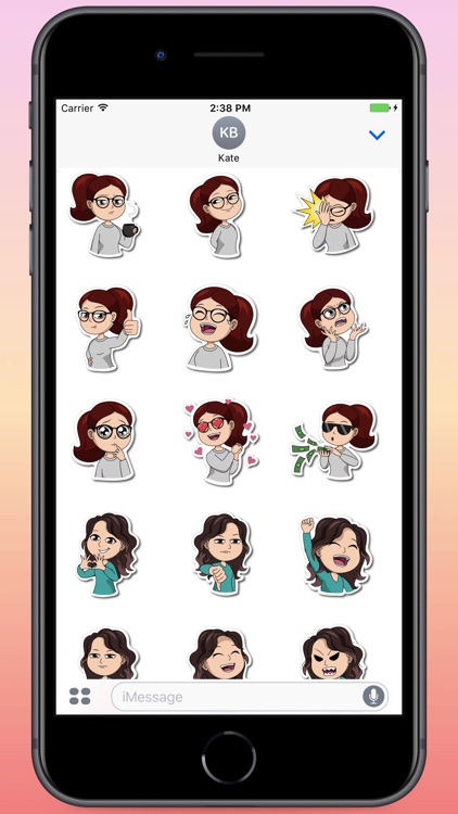 Cool Brunette Girls Stickers