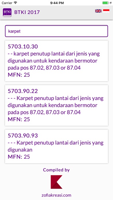 Indonesia Customs Tariff Book screenshot 3