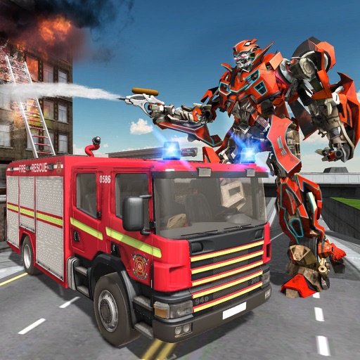 Firetruck Robot Transformation Icon