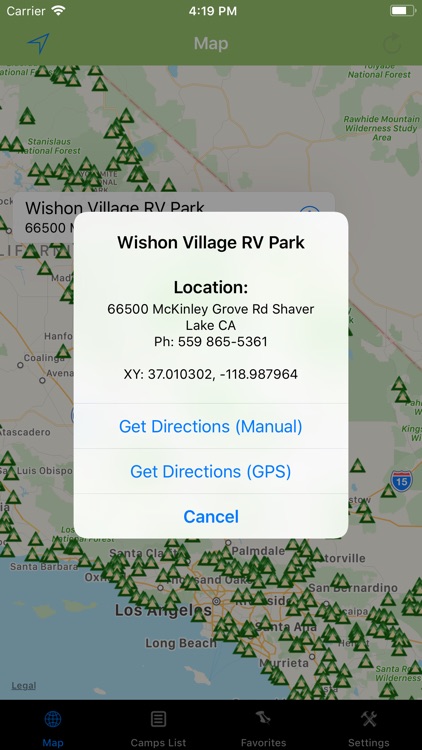 California – Camps & RV spots