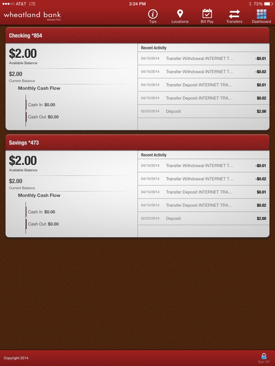 Wheatland Bank iPad Version