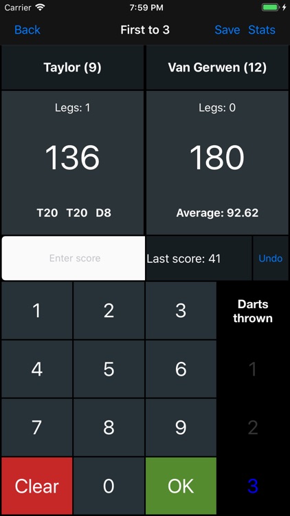 Darts Scoreboard X01