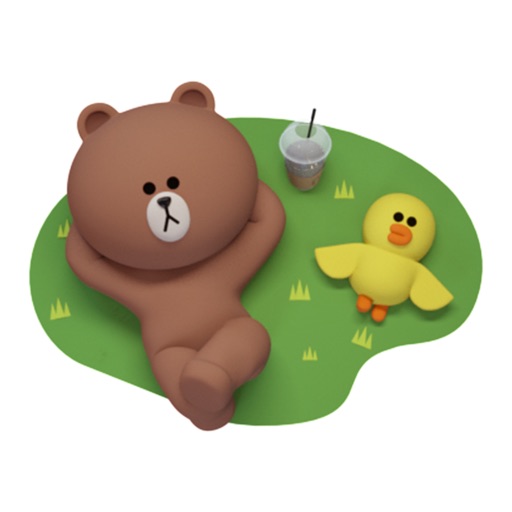 line sticker brown bear