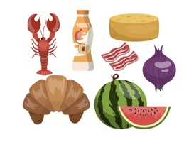 Whet your appetite with these food stickers representing the 5 food groups