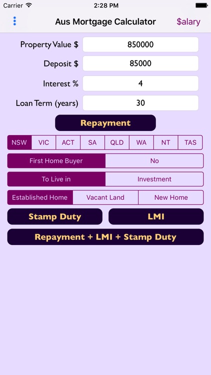 MortgageCalc+LMI&StampDutyLITE