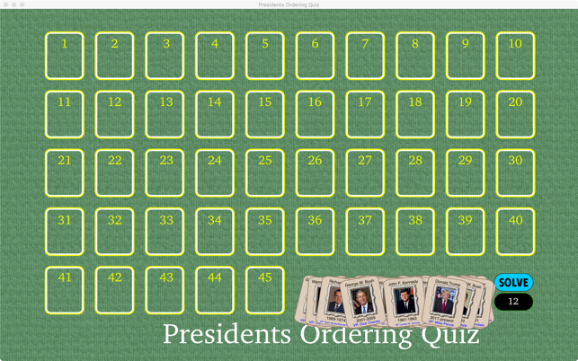 Presidents Ordering Quiz