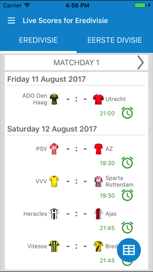 Live Scores for Eredivisie 2017/2018 Football App(圖1)-速報App