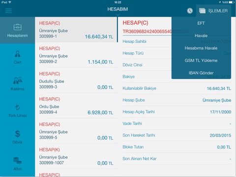 Türkiye Finans Mobil Şube iPad screenshot 2