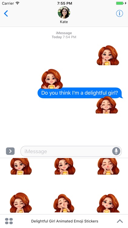Delightful Girl Animated Emoji Stickers