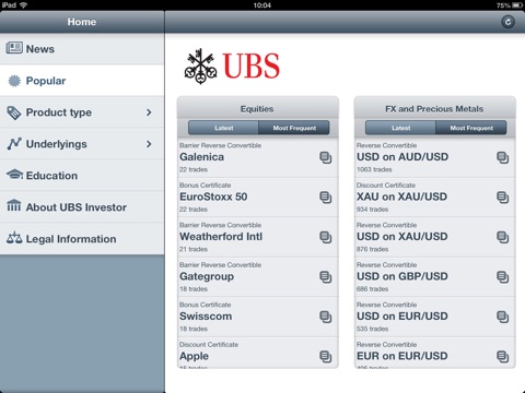 UBS Investor screenshot 2