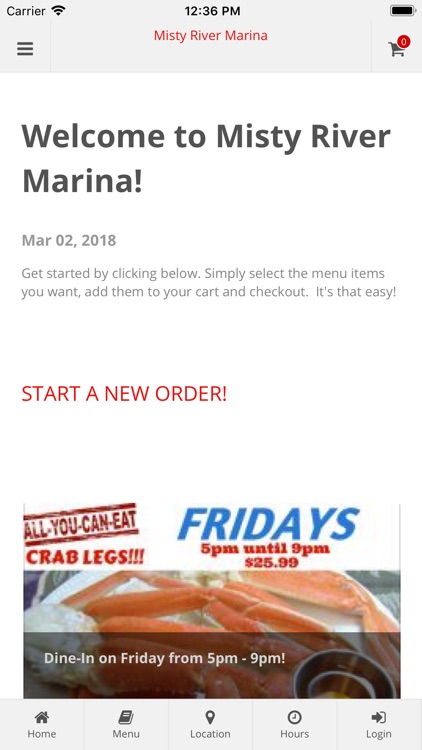 Misty River Marina App Orders