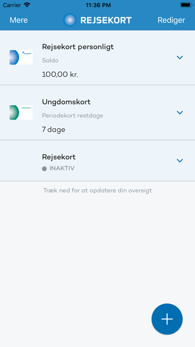 Rejsekort status screenshot 3