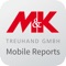 Mit Hilfe unserer App M&K Reports können Sie als Mandant der M & K Treuhand GmbH in Ludwigsburg Ihre betriebswirtschaftliche Auswertung (BWA) zukünftig auch auf Ihrem Smartphone oder Ihrem Tablet angezeigt bekommen