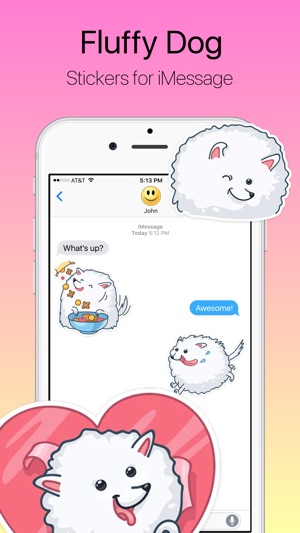 Fluffy White Dog Stickers