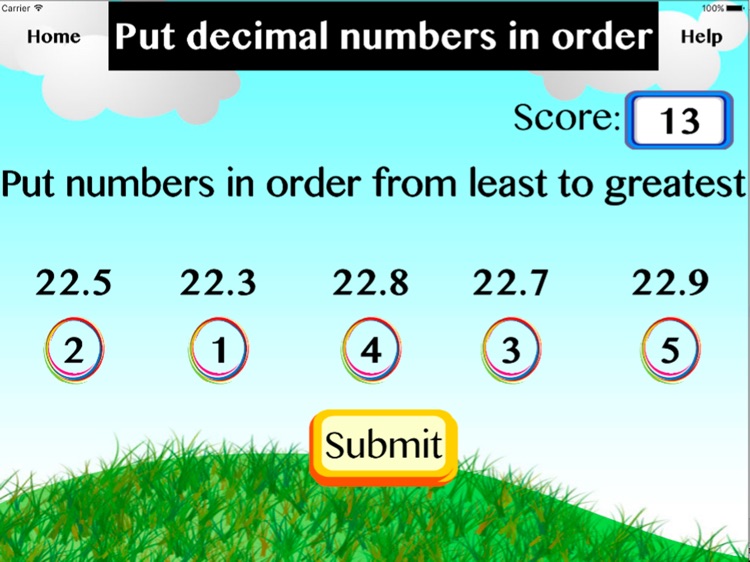 Put decimal numbers in order