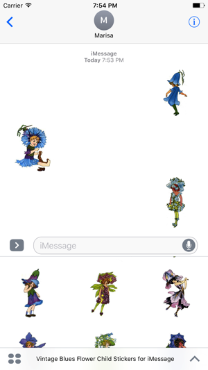 Vintage Blues Flower Child Stickers for iMessage(圖3)-速報App
