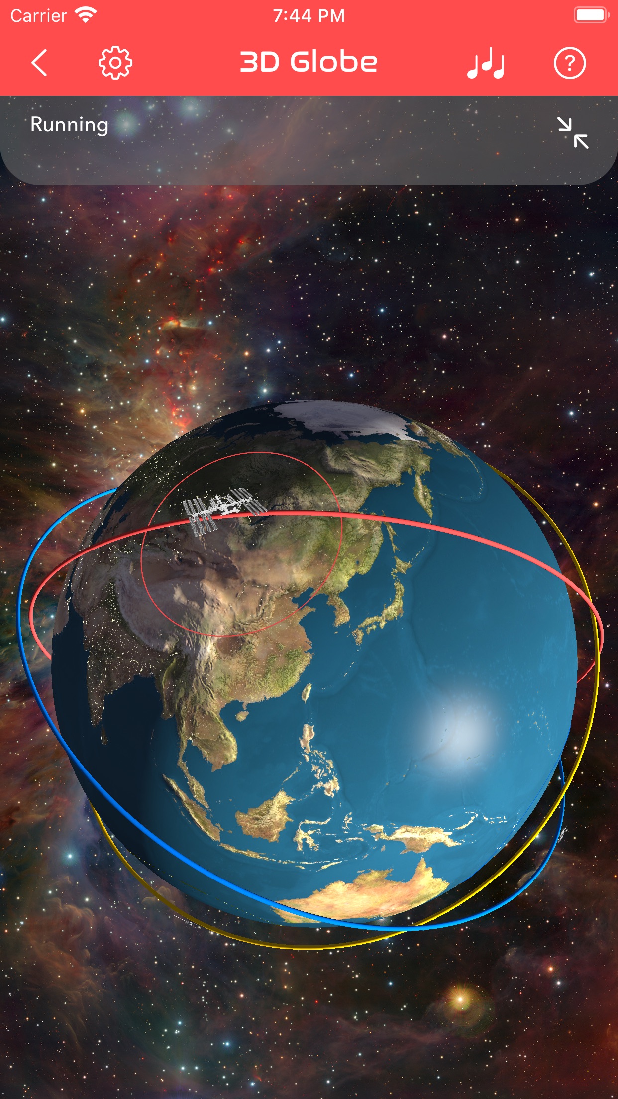 Screenshot do app ISS Real-Time Tracker 3D