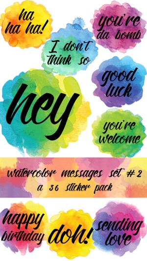 Watercolor Messages and Text Sticker Pac