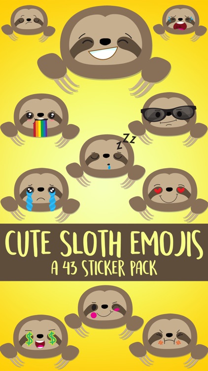 Cute Sloth Face Emojis Sticker Pack screenshot-0